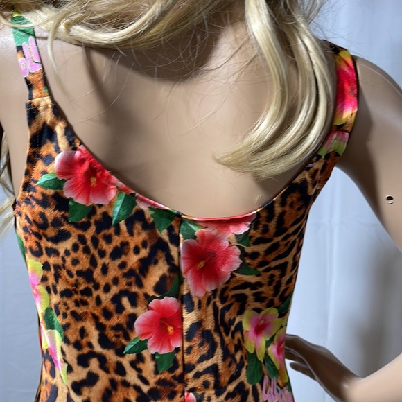 COLLUSION SATIN SLIP MAXI DRESS LEOPARD FLORAL PRINT - Picture 7 of 7